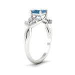 Load image into Gallery viewer, floral-leaf-princess-cut-vivid-blue-engagement-ring-in-white-gold-fdenr10962prgvblueangle2-nl-wg.jpg