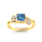 Load image into Gallery viewer, floral-leaf-princess-cut-vivid-blue-engagement-ring-in-yellow-gold-fdenr10962prgvblueangle5-nl-yg.jpg