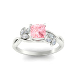Load image into Gallery viewer, floral-leaf-princess-cut-vivid-pink-engagement-ring-in-white-gold-fdenr10962prgvpinkangle5-nl-wg.jpg