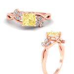 Load image into Gallery viewer, floral-leaf-princess-cut-vivid-yellow-engagement-ring-in-rose-gold-fdenr10962prgvyellowangle3-nl-rg.jpg