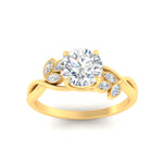 Load image into Gallery viewer, floral-leaf-round-cut-diamond-engagement-ring-in-yellow-gold-fdenr10962roangle5-nl-yg.jpg