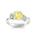 Load image into Gallery viewer, floral-leaf-round-cut-vivid-yellow-engagement-ring-in-white-gold-fdenr10962rogvyellowangle5-nl-wg.jpg