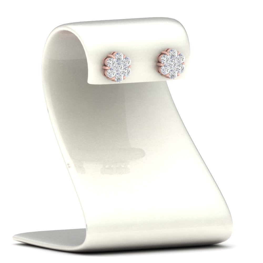 0.75 Carat Lab Diamond 7 Stone Flower Earring For Women 14K Gold