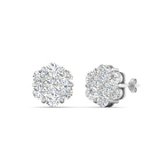 0.75 Carat Lab Diamond 7 Stone Flower Earring For Women 14K Gold