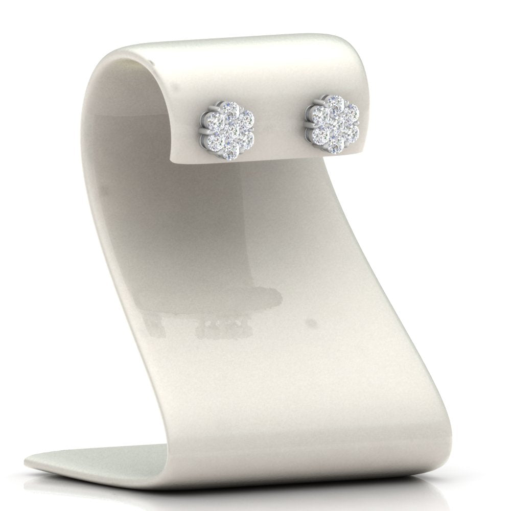 0.75 Carat Lab Diamond 7 Stone Flower Earring For Women 14K Gold
