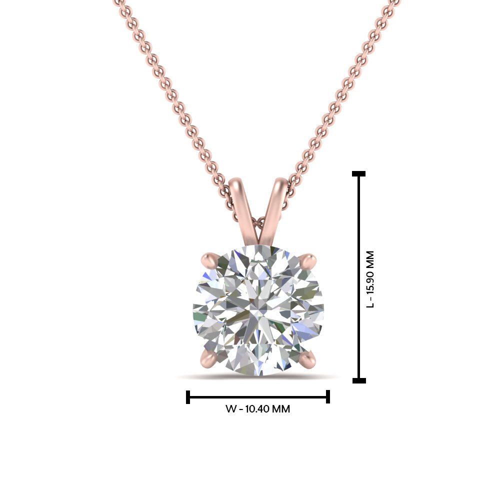 Round Cut Lab Diamond 4 Prong Solitaire Pendant For Women