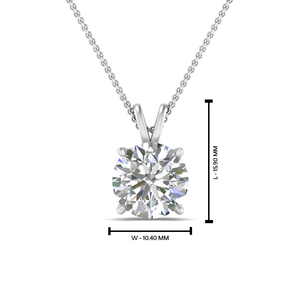 Round Cut Lab Diamond 4 Prong Solitaire Pendant For Women