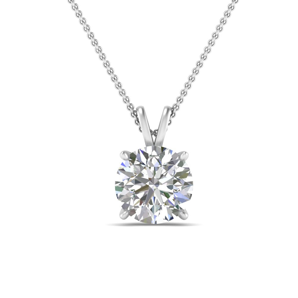 Round Cut Lab Diamond 4 Prong Solitaire Pendant For Women