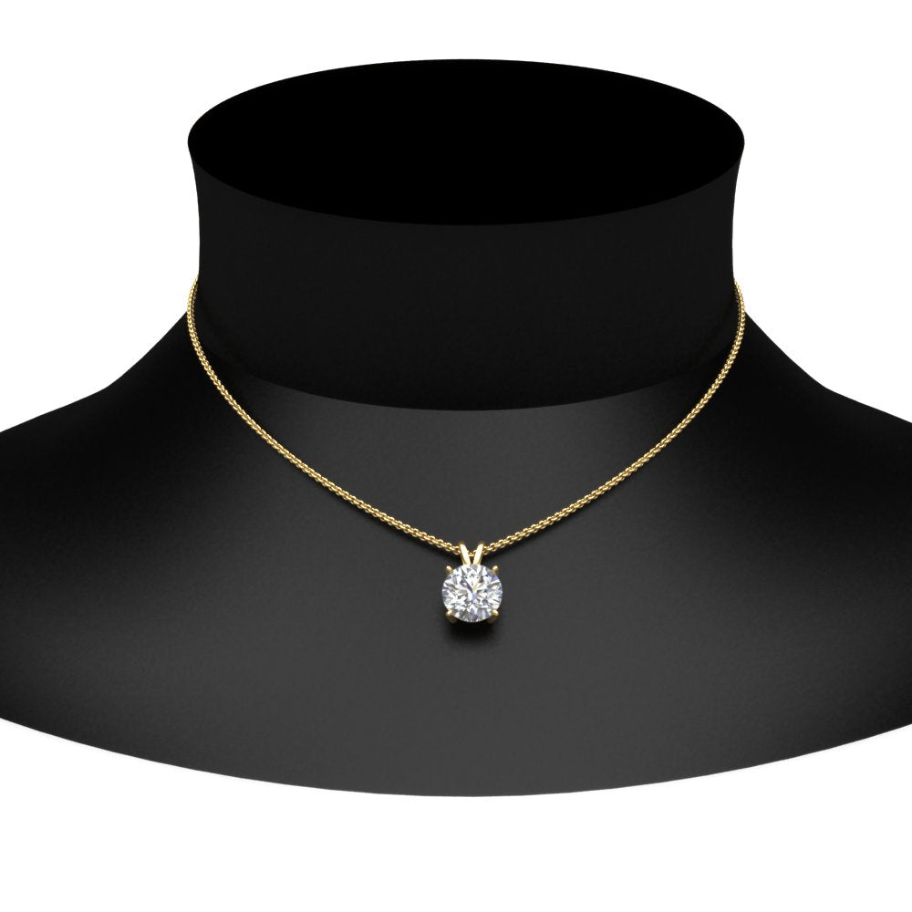 Round Cut Lab Diamond 4 Prong Solitaire Pendant For Women