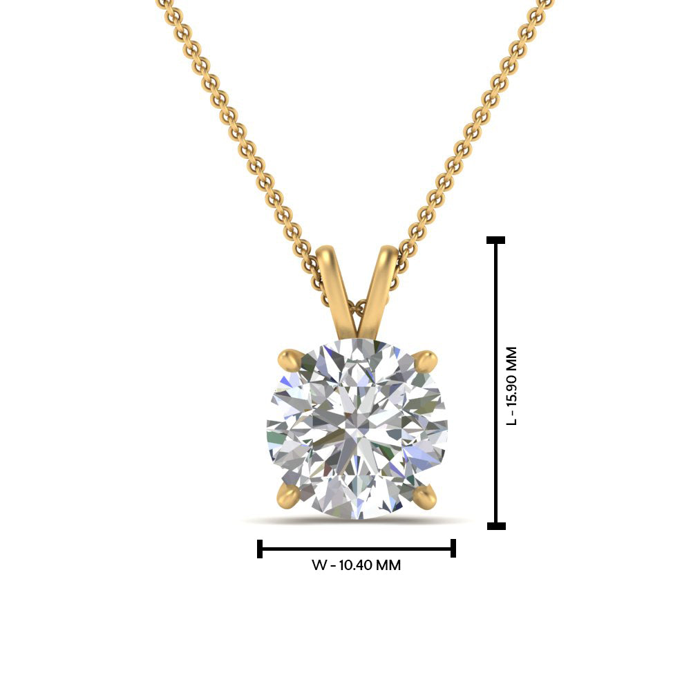 Round Cut Lab Diamond 4 Prong Solitaire Pendant For Women
