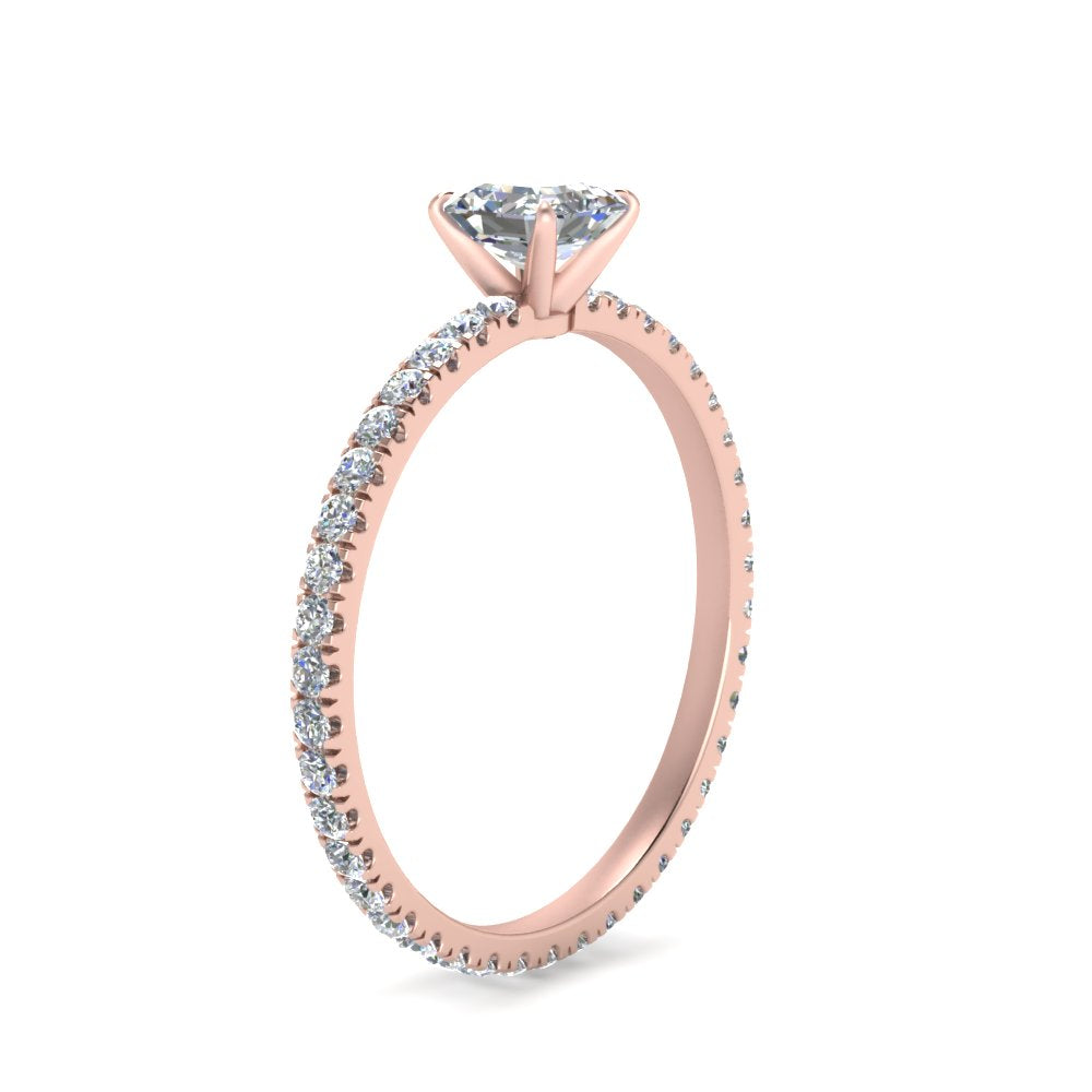 Lab diamond Pave Eternity Engagement Rings 14K Gold