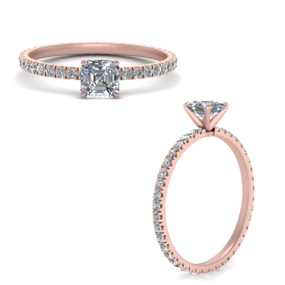 Lab diamond Pave Eternity Engagement Rings 14K Gold