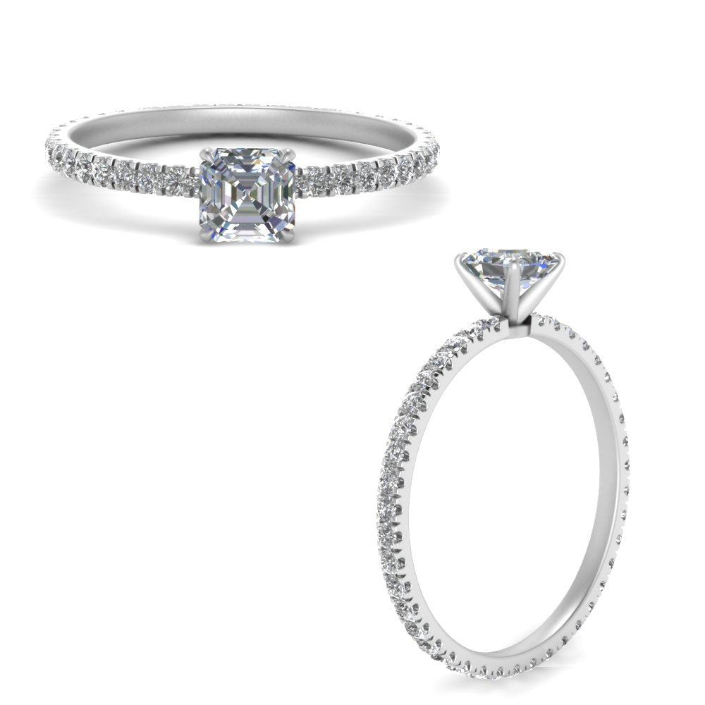 Lab diamond Pave Eternity Engagement Rings 14K Gold