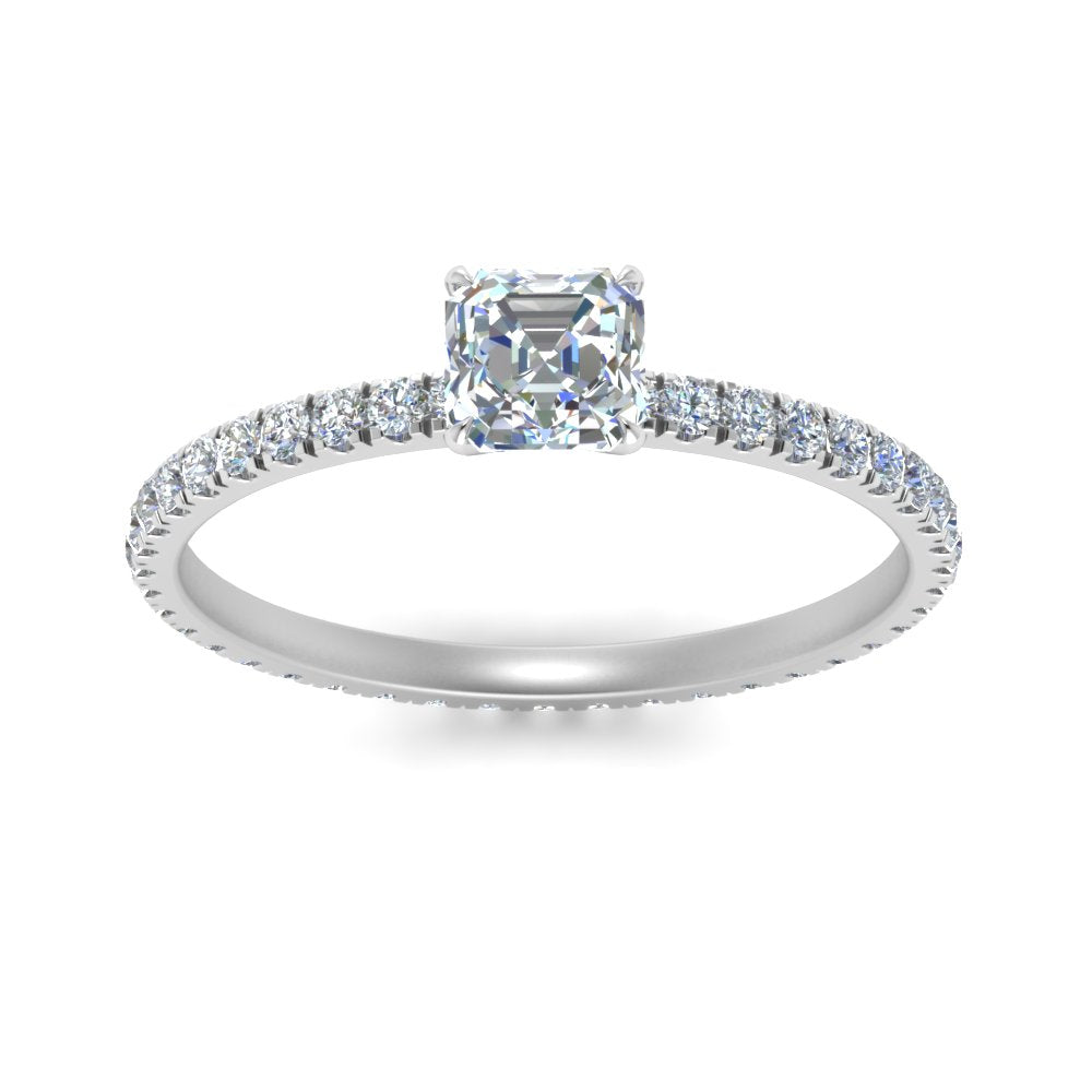 Lab diamond Pave Eternity Engagement Rings 14K Gold