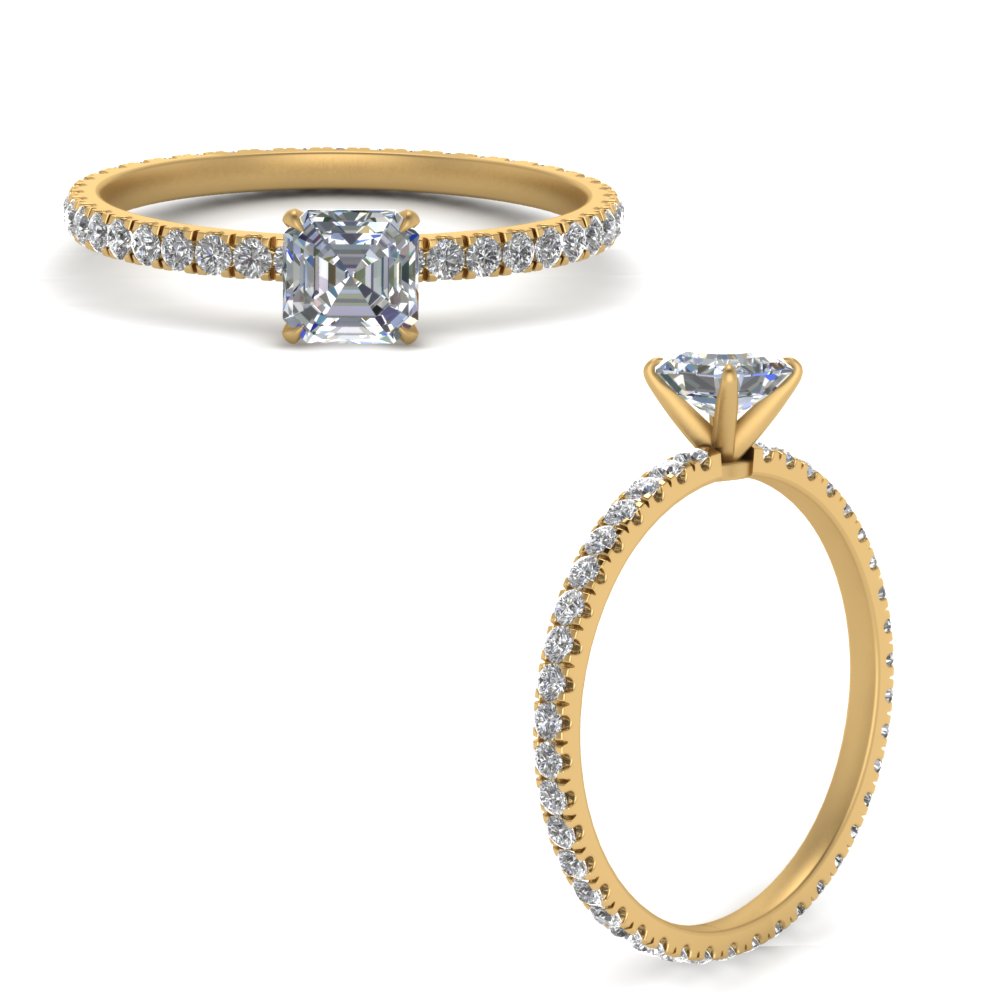 Lab diamond Pave Eternity Engagement Rings 14K Gold