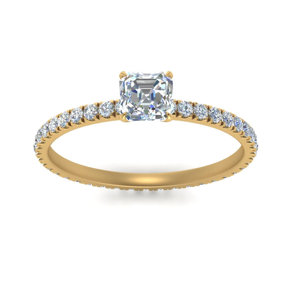 Lab diamond Pave Eternity Engagement Rings 14K Gold