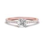 Load image into Gallery viewer, Asscher Cut Lab diamond Side Stone Engagement Rings 14K Rose Gold

