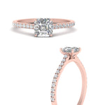 Load image into Gallery viewer, Asscher Cut Lab diamond Side Stone Engagement Rings 14K Rose Gold
