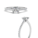 Load image into Gallery viewer, Asscher Cut Lab diamond Side Stone Engagement Rings 14K White Gold
