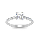 Load image into Gallery viewer, Asscher Cut Lab diamond Side Stone Engagement Rings 14K White Gold
