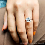 Load image into Gallery viewer, Asscher Cut Lab diamond Side Stone Engagement Rings 14K White Gold
