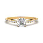 Load image into Gallery viewer, Asscher Cut Lab diamond Side Stone Engagement Rings 14K Yellow Gold
