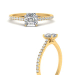 Load image into Gallery viewer, Asscher Cut Lab diamond Side Stone Engagement Rings 14K Yellow Gold
