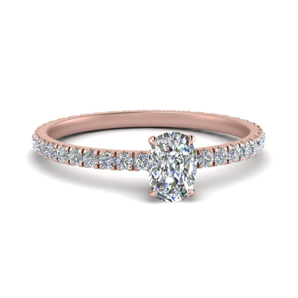 Lab diamond Pave Eternity Engagement Rings 14K Gold