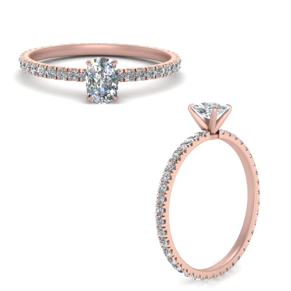 Lab diamond Pave Eternity Engagement Rings 14K Gold