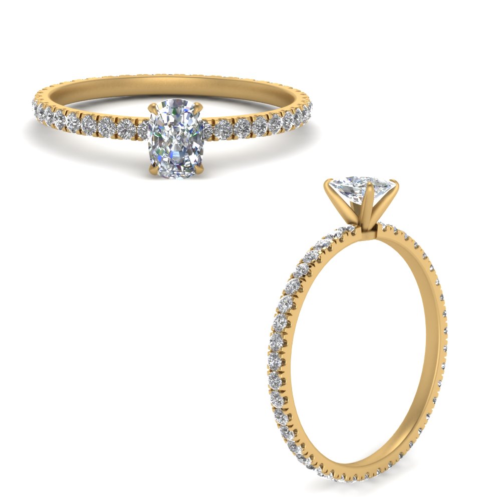 Lab diamond Pave Eternity Engagement Rings 14K Gold