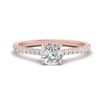 Load image into Gallery viewer, Cushion Cut Lab diamond Side Stone Engagement Rings 14K Rose Gold

