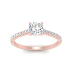 Load image into Gallery viewer, Cushion Cut Lab diamond Side Stone Engagement Rings 14K Rose Gold
