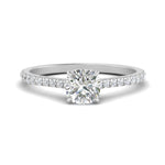 Load image into Gallery viewer, Cushion Cut Lab diamond Side Stone Engagement Rings 14K White Gold
