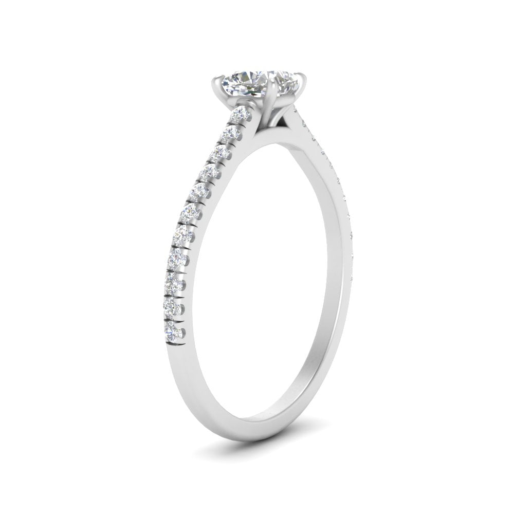 Cushion Cut Lab diamond Side Stone Engagement Rings 14K White Gold