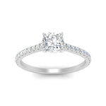 Load image into Gallery viewer, Cushion Cut Lab diamond Side Stone Engagement Rings 14K White Gold

