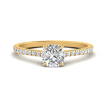 Load image into Gallery viewer, Cushion Cut Lab diamond Side Stone Engagement Rings 14K Yellow Gold

