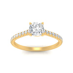 Load image into Gallery viewer, Cushion Cut Lab diamond Side Stone Engagement Rings 14K Yellow Gold
