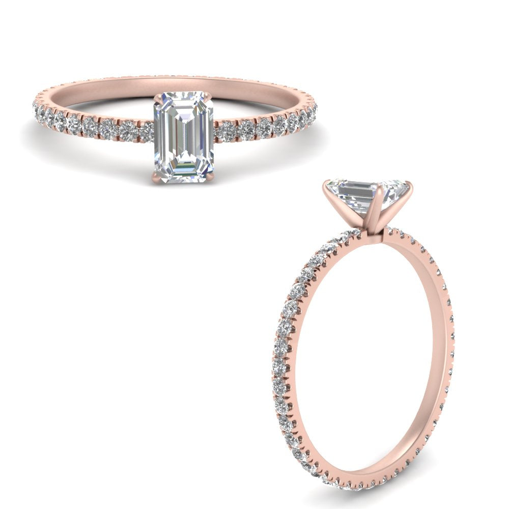 Lab diamond Pave Eternity Engagement Rings 14K Gold