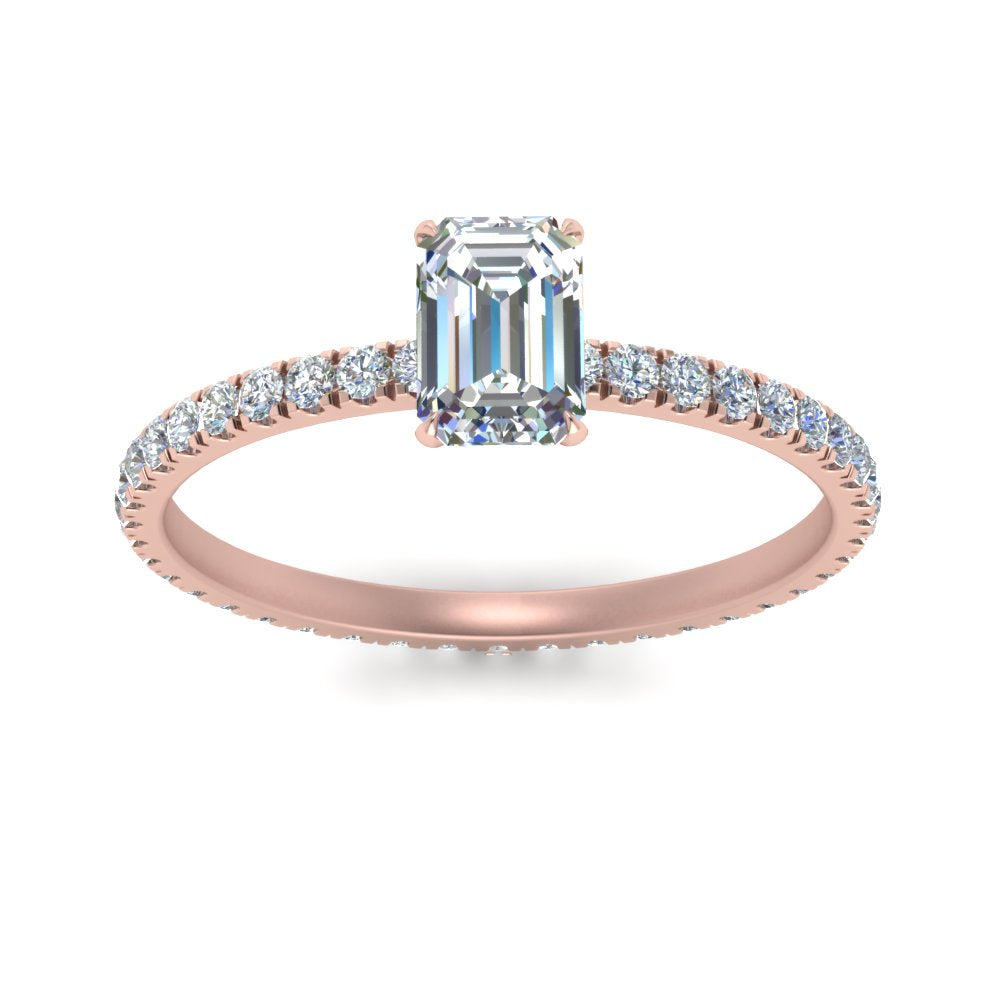 Lab diamond Pave Eternity Engagement Rings 14K Gold