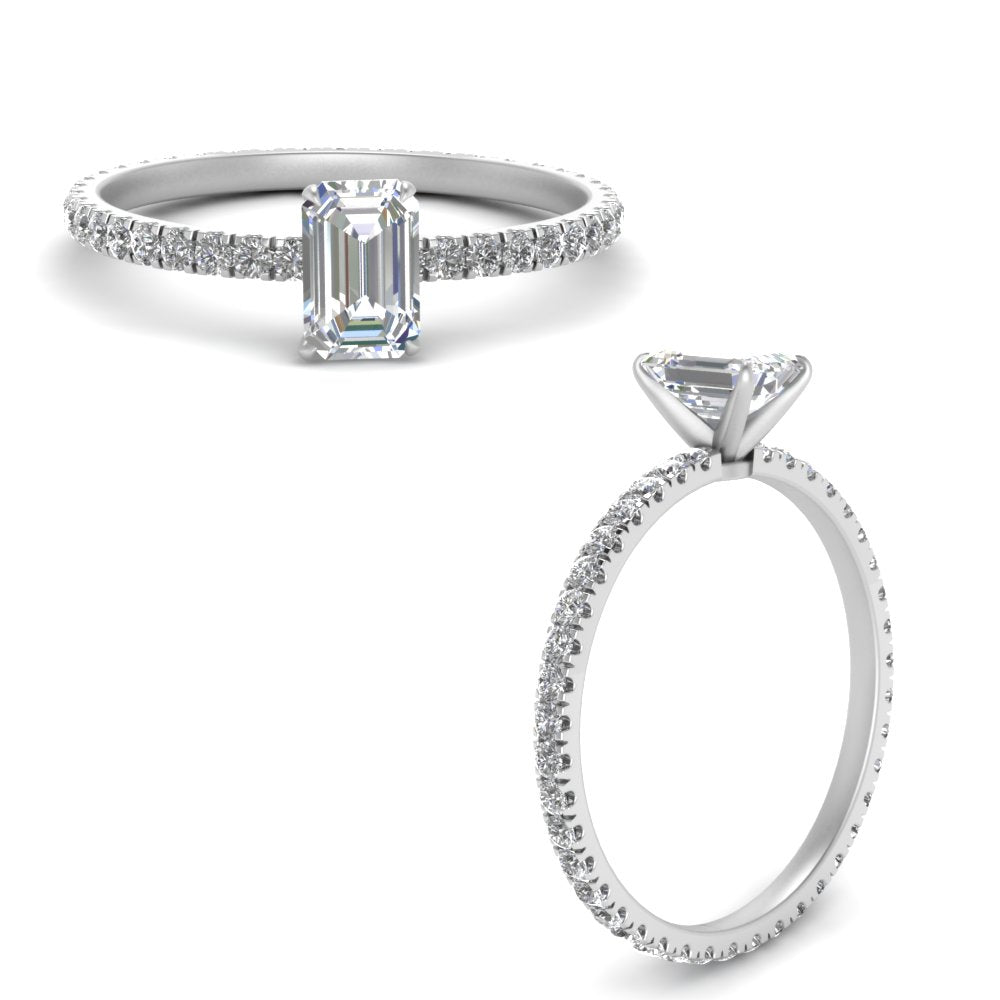 Lab diamond Pave Eternity Engagement Rings 14K Gold