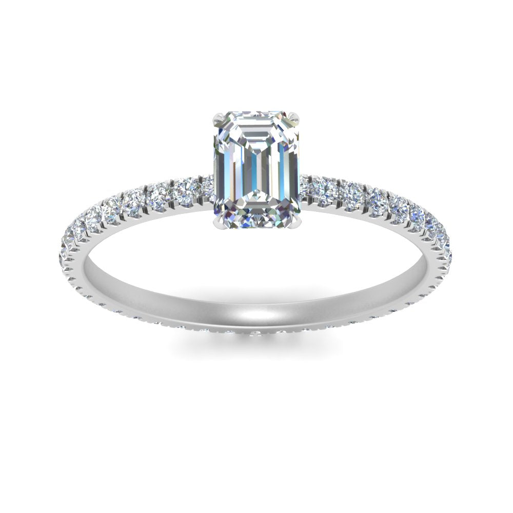 Lab diamond Pave Eternity Engagement Rings 14K Gold