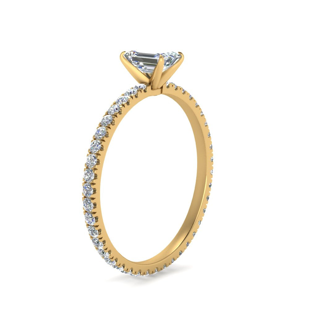 Lab diamond Pave Eternity Engagement Rings 14K Gold