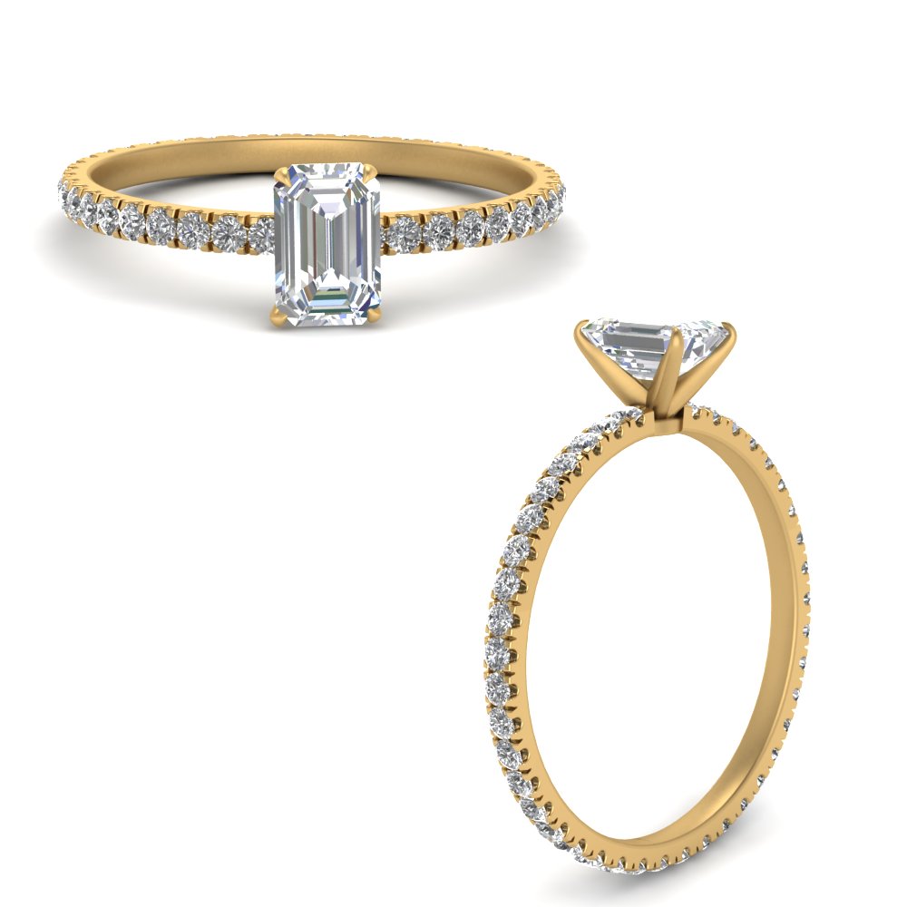 Lab diamond Pave Eternity Engagement Rings 14K Gold