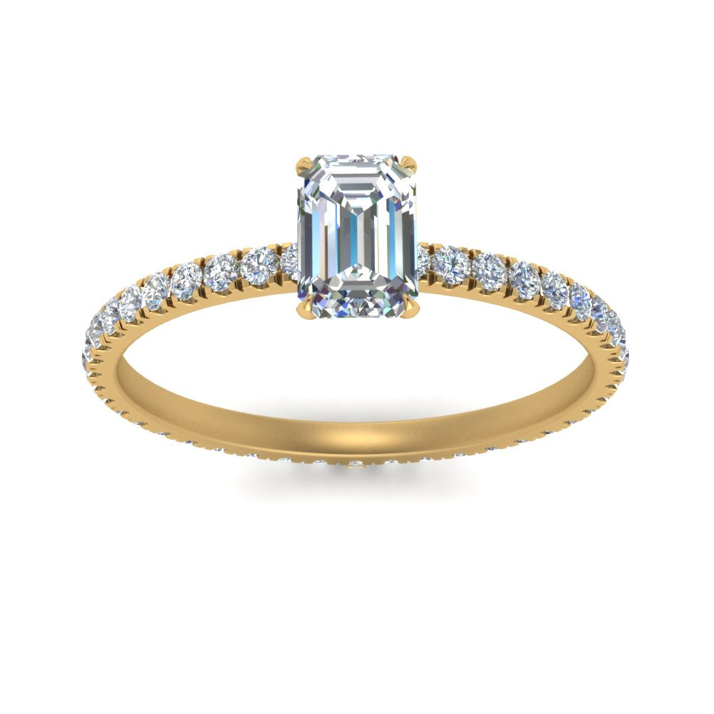 Lab diamond Pave Eternity Engagement Rings 14K Gold