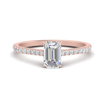 Load image into Gallery viewer, Emerald Cut Lab diamond Side Stone Engagement Rings 14K Rose Gold

