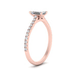 Load image into Gallery viewer, Emerald Cut Lab diamond Side Stone Engagement Rings 14K Rose Gold
