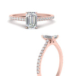 Load image into Gallery viewer, Emerald Cut Lab diamond Side Stone Engagement Rings 14K Rose Gold
