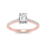Load image into Gallery viewer, Emerald Cut Lab diamond Side Stone Engagement Rings 14K Rose Gold

