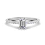 Load image into Gallery viewer, Emerald Cut Lab diamond Side Stone Engagement Rings 14K White Gold
