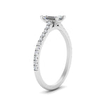 Load image into Gallery viewer, Emerald Cut Lab diamond Side Stone Engagement Rings 14K White Gold
